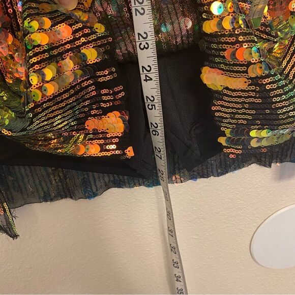 WEISSMAN Dance Costume shift dress Long sleeve black gold sequin Cool 14452 XLC - Picture 10 of 12